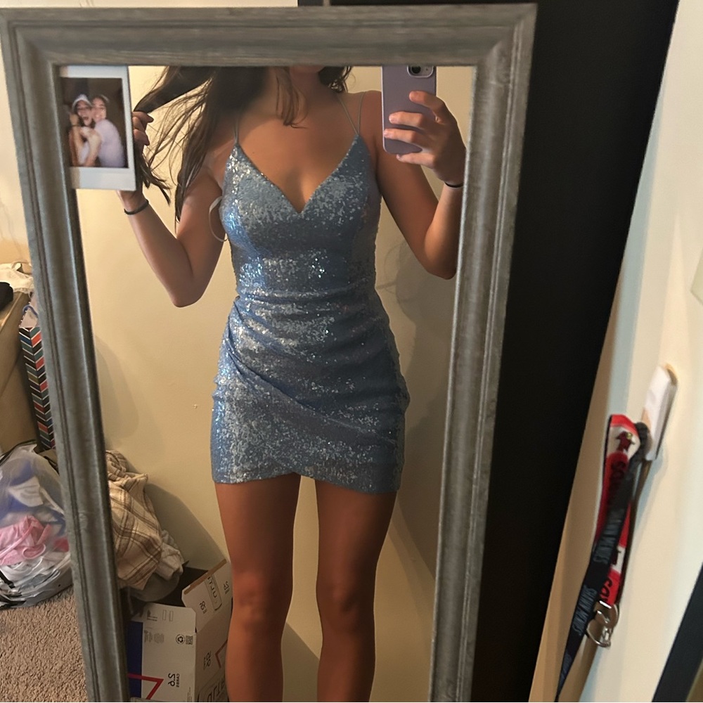 Blue Windsor tight mini dress